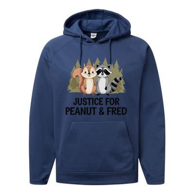 Justice For Peanut The Squirrel And Fred The Raccon Performance Fleece Hoodie