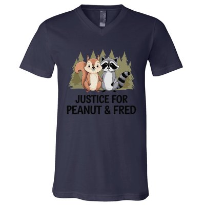 Justice For Peanut The Squirrel And Fred The Raccon V-Neck T-Shirt