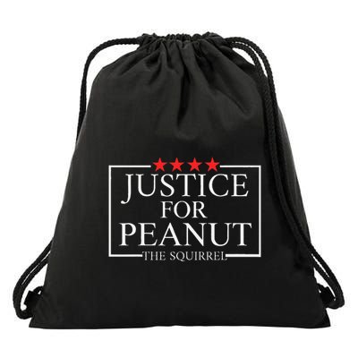 Justice For Peanut Squirrel With Hat Maga Drawstring Bag