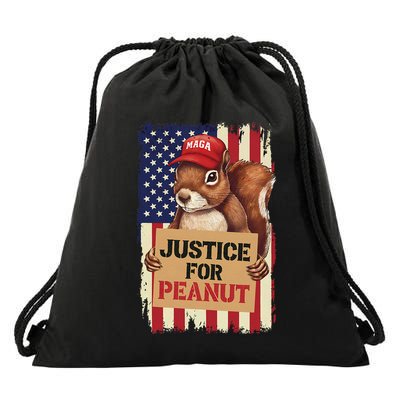 Justice For Peanut The Squirrel Wanted Funny Humor Drawstring Bag