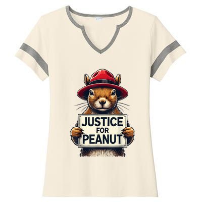 Justice For Peanut The Squirrel Wanted Ladies Halftime Notch Neck Tee