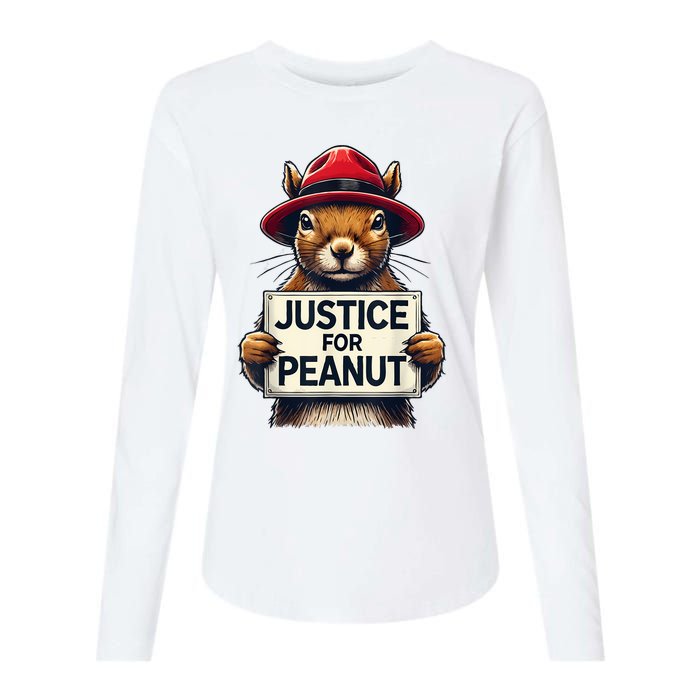 Justice For Peanut The Squirrel Wanted Womens Cotton Relaxed Long Sleeve T-Shirt