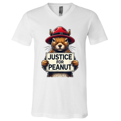 Justice For Peanut The Squirrel Wanted V-Neck T-Shirt