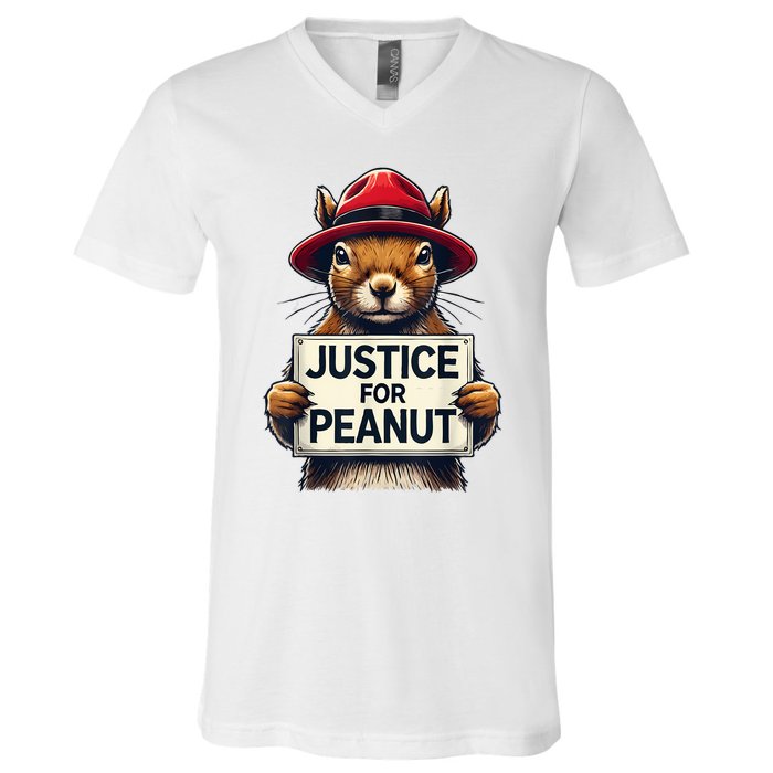 Justice For Peanut The Squirrel Wanted V-Neck T-Shirt