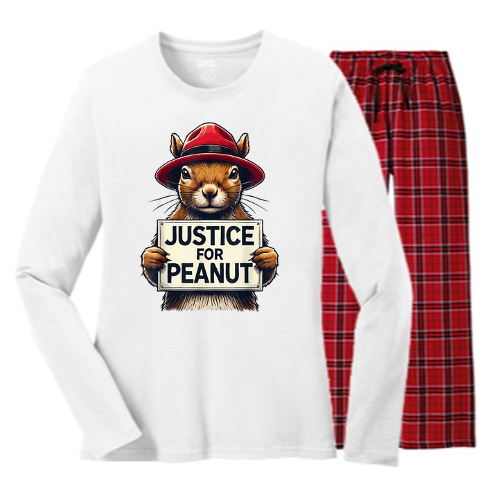 Justice For Peanut The Squirrel Wanted Women's Long Sleeve Flannel Pajama Set 