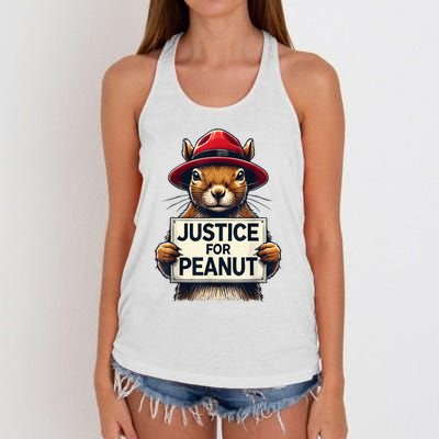 Justice For Peanut The Squirrel Wanted Women's Knotted Racerback Tank