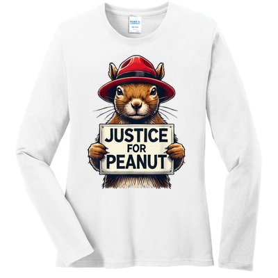 Justice For Peanut The Squirrel Wanted Ladies Long Sleeve Shirt