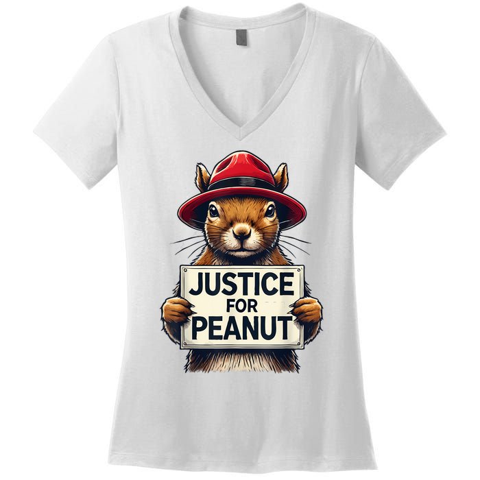 Justice For Peanut The Squirrel Wanted Women's V-Neck T-Shirt