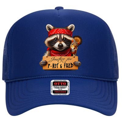 Justice For Peanut The Squirrel Pnut & Fred The Raccoon High Crown Mesh Back Trucker Hat