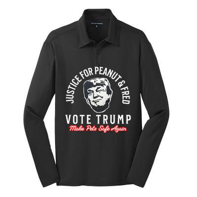 Justice For Peanut And Fred Make Pets Safe Again Vote Trump Silk Touch Performance Long Sleeve Polo