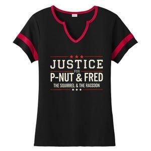 Justice For Pnut And Fred The Squirrel Peanut Justice Ladies Halftime Notch Neck Tee