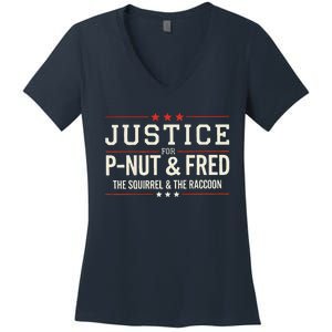 Justice For Pnut And Fred The Squirrel Peanut Justice Women's V-Neck T-Shirt