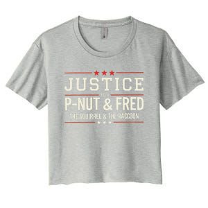 Justice For Pnut And Fred The Squirrel Peanut Justice Women's Crop Top Tee