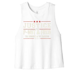 Justice For Pnut And Fred The Squirrel Peanut Justice Women's Racerback Cropped Tank