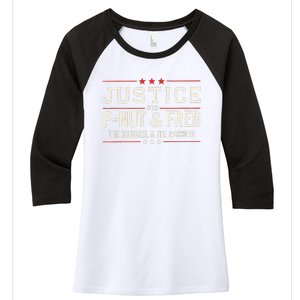 Justice For Pnut And Fred The Squirrel Peanut Justice Women's Tri-Blend 3/4-Sleeve Raglan Shirt