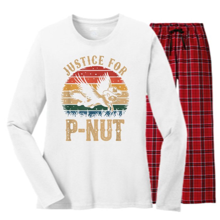 Justice For Peanut P’Nut Pnut Squirrel Lover Women's Long Sleeve Flannel Pajama Set 