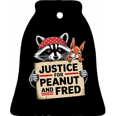 Justice For Peanut The Squirrel And Fred The Raccon Ceramic Bell Ornament