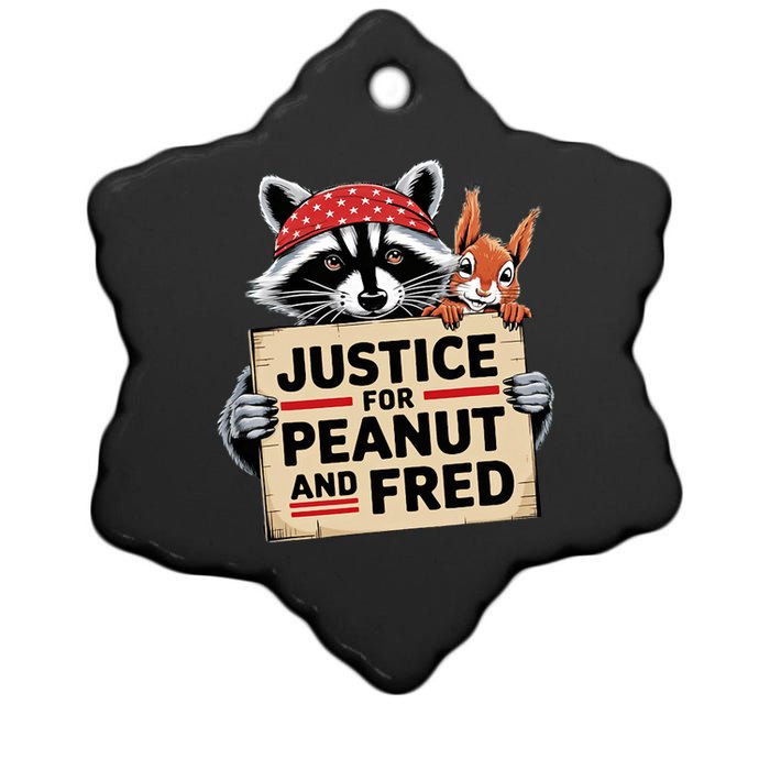 Justice For Peanut The Squirrel And Fred The Raccon Ceramic Star Ornament