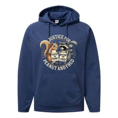 Justice For Peanut And Fred Peanut Squirrel Fred Raccoon Performance Fleece Hoodie