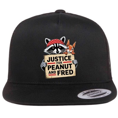 Justice For Peanut The Squirrel And Fred The Raccoon Flat Bill Trucker Hat