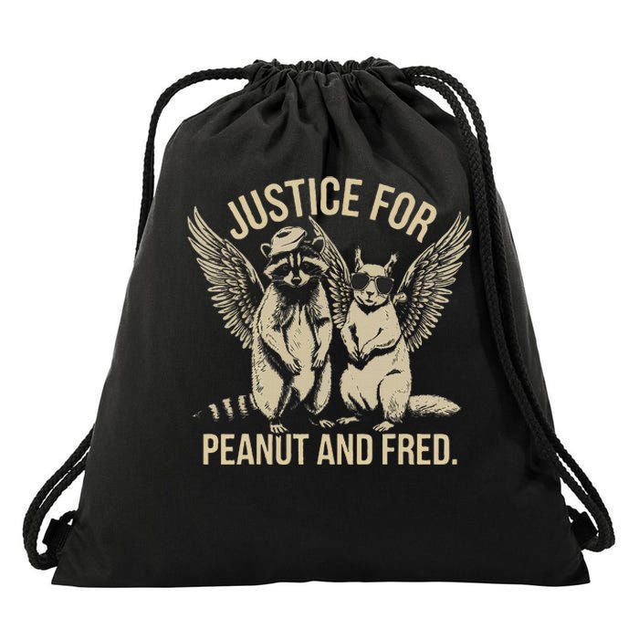 Justice For Peanut And Fred Peanut Squirrel Fred Raccoon Drawstring Bag