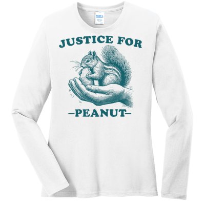 Justice For Peanut The Squirrel Peanut Squirrel Ladies Long Sleeve Shirt