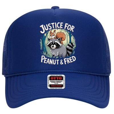 Justice For Peanut The Squirrel Funny High Crown Mesh Back Trucker Hat