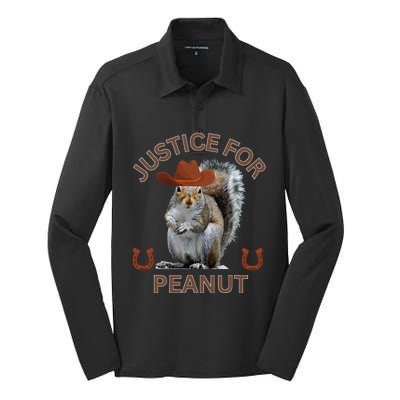 Justice For Peanut The Squirrelanimal Rights Support Silk Touch Performance Long Sleeve Polo