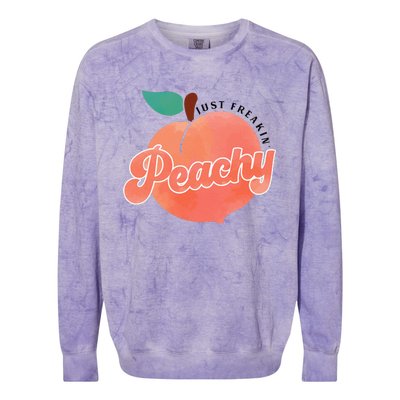 Just Freakin' Peachy Hippie Summer Apparel Tee Gift Colorblast Crewneck Sweatshirt