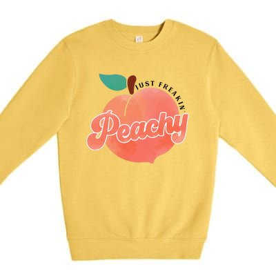 Just Freakin' Peachy Hippie Summer Apparel Tee Gift Premium Crewneck Sweatshirt