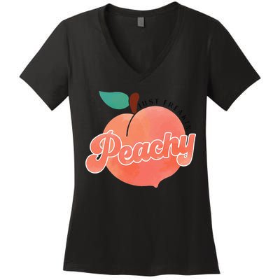 Just Freakin' Peachy Hippie Summer Apparel Tee Gift Women's V-Neck T-Shirt
