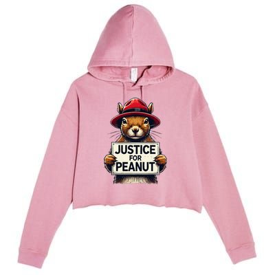 Justice For Peanut The Squirrel Wanted Crop Fleece Hoodie