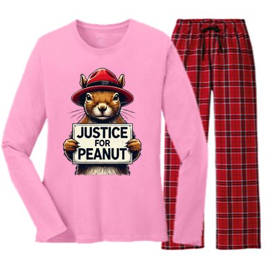 Justice For Peanut The Squirrel Wanted Women's Long Sleeve Flannel Pajama Set 