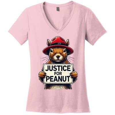 Justice For Peanut The Squirrel Wanted Women's V-Neck T-Shirt