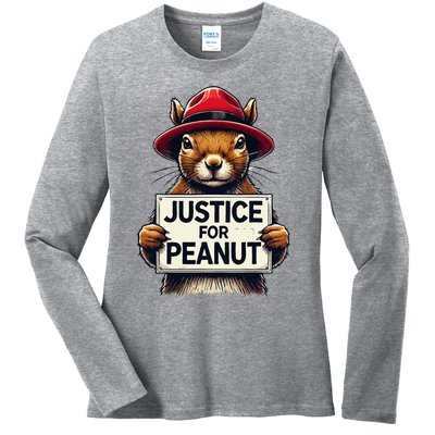 Justice For Peanut The Squirrel Wanted Ladies Long Sleeve Shirt