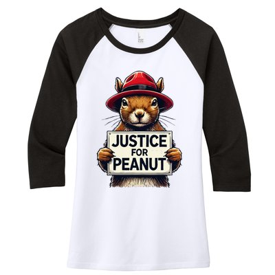 Justice For Peanut The Squirrel Wanted Women's Tri-Blend 3/4-Sleeve Raglan Shirt