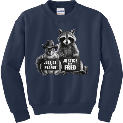 Justice For Peanut The Squirrel And Fred The Raccoon Kids Sweatshirt