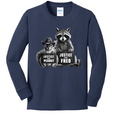 Justice For Peanut The Squirrel And Fred The Raccoon Kids Long Sleeve Shirt