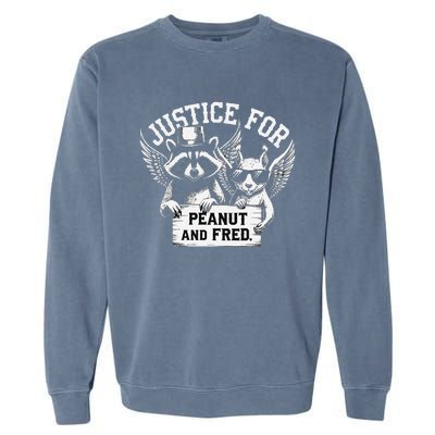 Justice For Peanut Squirrel Fred Raccoon Lover Garment-Dyed Sweatshirt