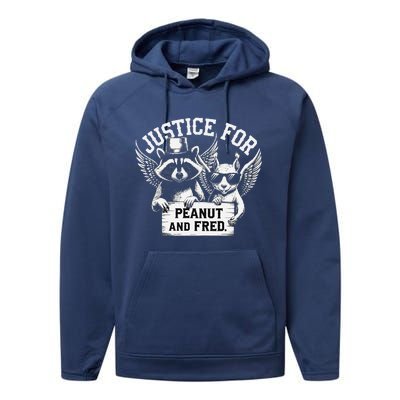 Justice For Peanut Squirrel Fred Raccoon Lover Performance Fleece Hoodie