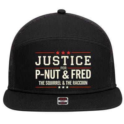 Justice For Pnut And Fred The Squirrel Peanut Justice 7 Panel Mesh Trucker Snapback Hat