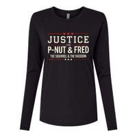 Justice For Pnut And Fred The Squirrel Peanut Justice Womens Cotton Relaxed Long Sleeve T-Shirt