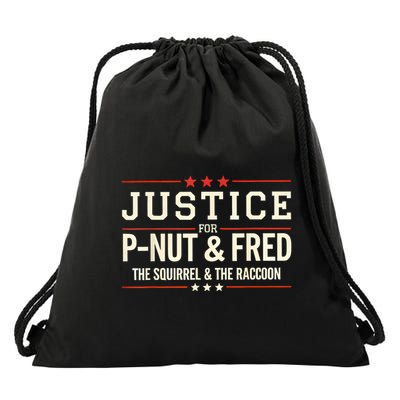 Justice For Pnut And Fred The Squirrel Peanut Justice Drawstring Bag