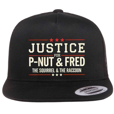 Justice For Pnut And Fred The Squirrel Peanut Justice Flat Bill Trucker Hat