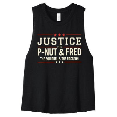 Justice For Pnut And Fred The Squirrel Peanut Justice Women's Racerback Cropped Tank