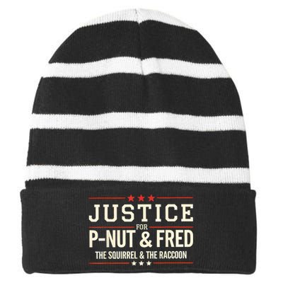 Justice For Pnut And Fred The Squirrel Peanut Justice Striped Beanie with Solid Band