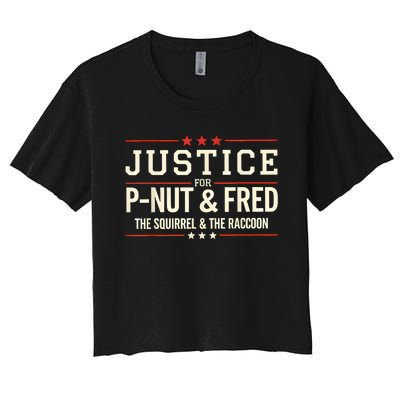 Justice For Pnut And Fred The Squirrel Peanut Justice Women's Crop Top Tee