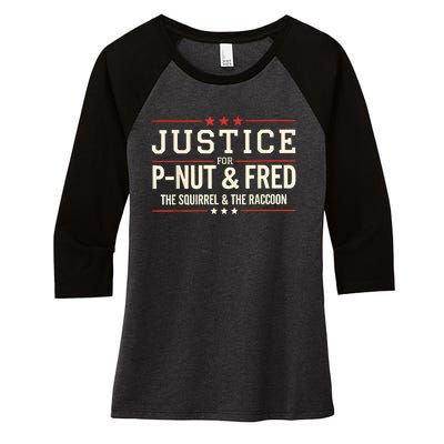 Justice For Pnut And Fred The Squirrel Peanut Justice Women's Tri-Blend 3/4-Sleeve Raglan Shirt