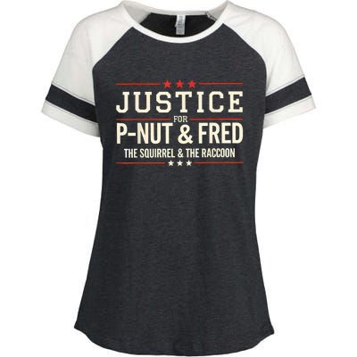 Justice For Pnut And Fred The Squirrel Peanut Justice Enza Ladies Jersey Colorblock Tee