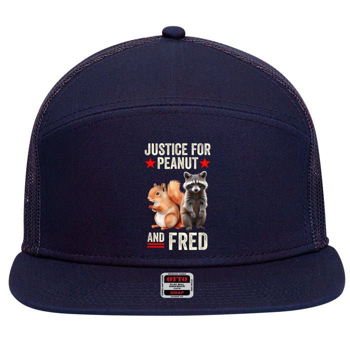 Justice For Peanut The Squirrel And Fred The Raccoon 2024 7 Panel Mesh Trucker Snapback Hat